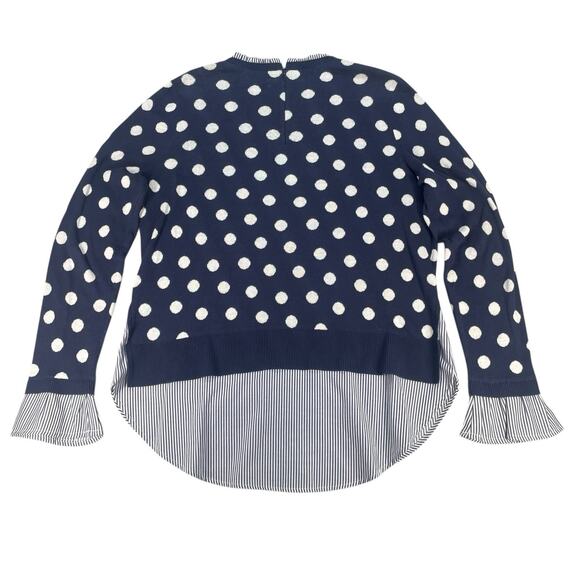 Crown & Ivy Polka Dot Sweater Womens Sz M Ruffle Lightweight Casual Feminine - Picture 6 of 13